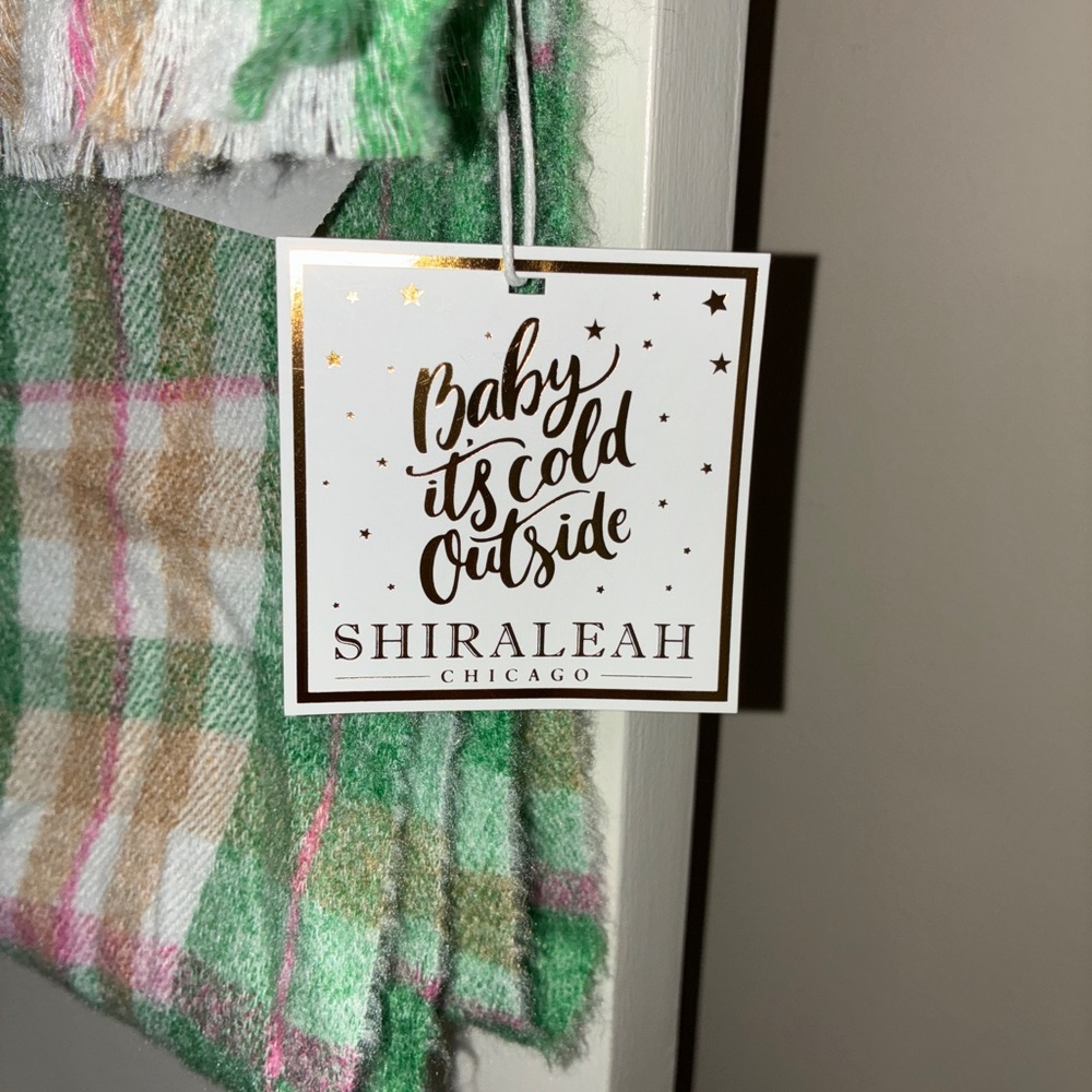 Shiraleah Festive Green and Pink Plaid Scarf. NWT